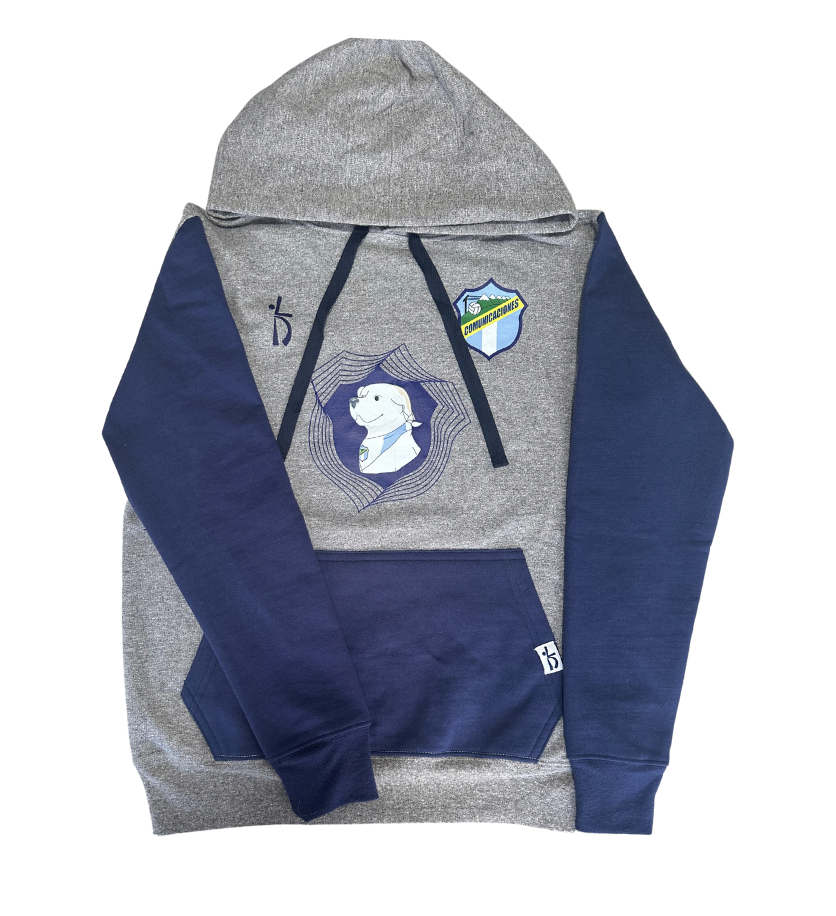 Hoodie para niño gris con azul Comunicaciones