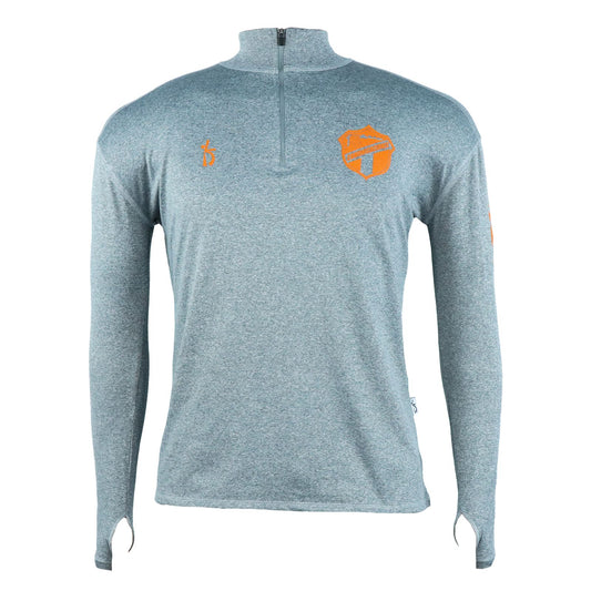 Pullover Comunicaciones gris logo naranja