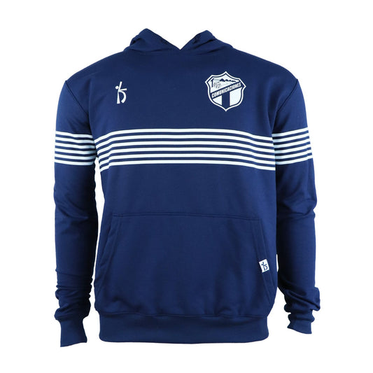 Hoodie Comunicaciones azul con rayas blancas